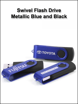 Swivel Blue Metallic Flash Drive